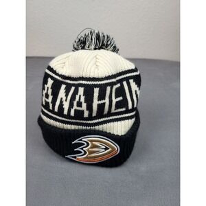 Anaheim Ducks Cuffed Knit Beanie Adult Fanatics One Size Skull Cap NHL Pom Pom